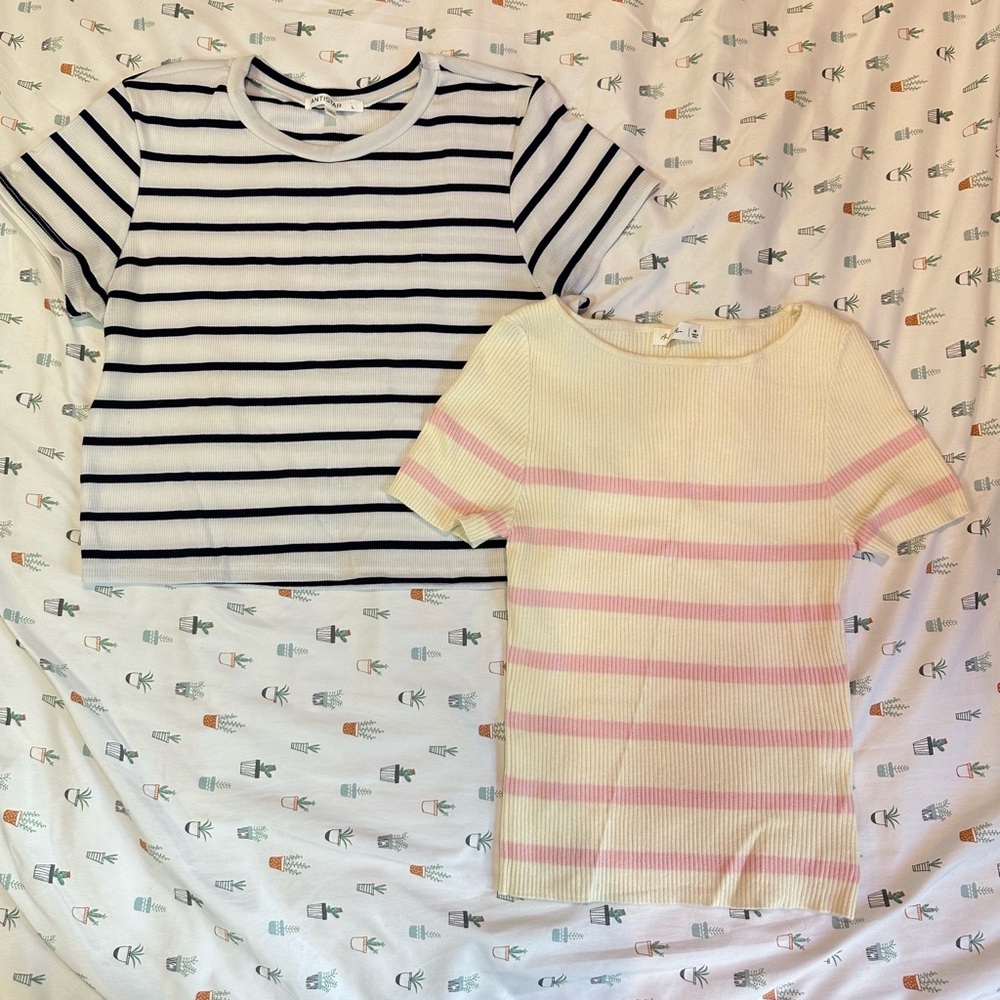 Women short sleeve ribbed bundle T-shirt